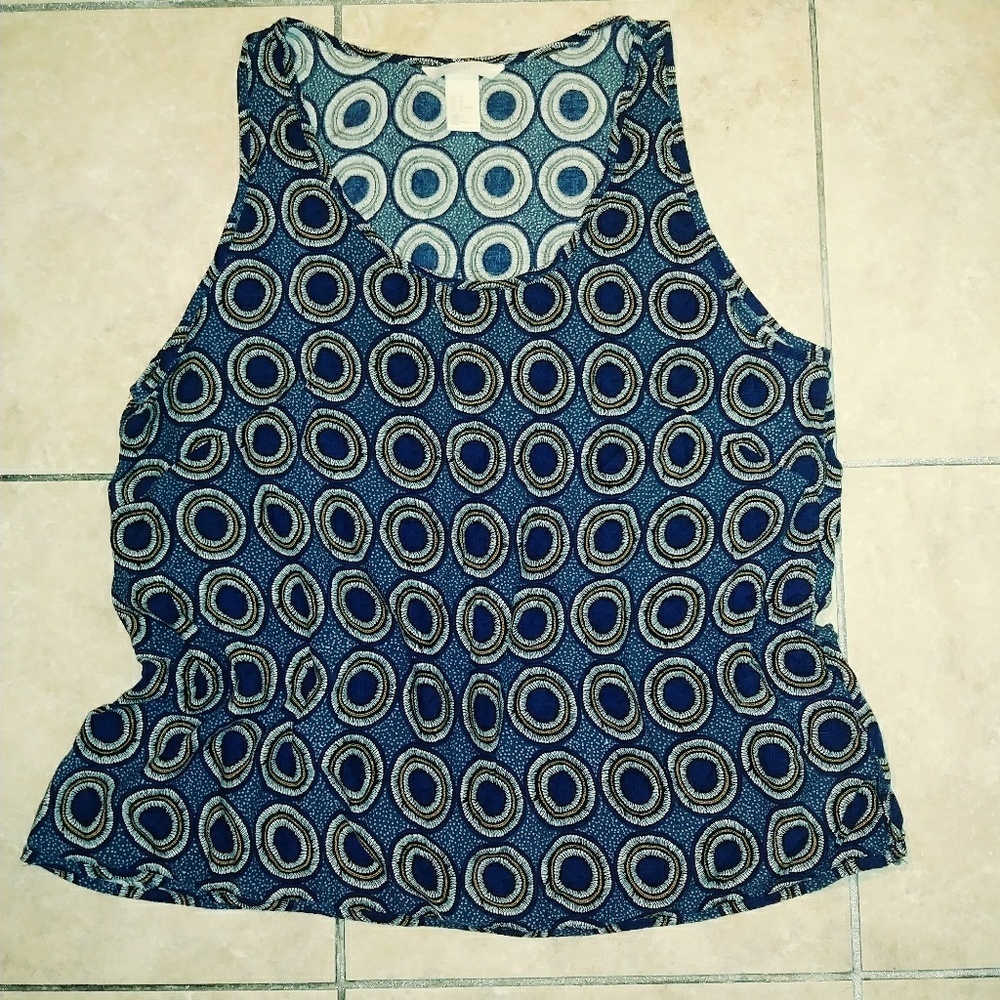 H&M Dark Navy Thank Top With Dots Sz 10